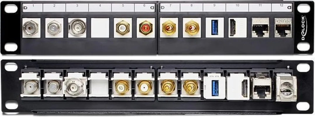 Delock 43259 Patch Panel 10" - 12 Keystone Modules - Zwart