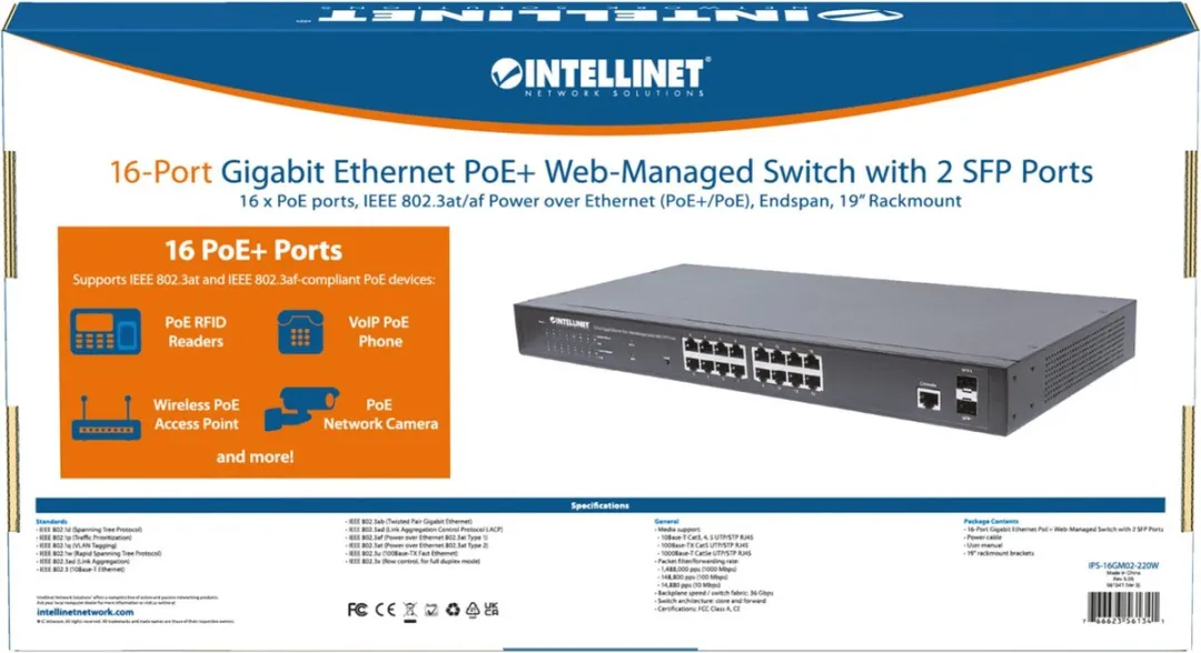 Intellinet 561341 Managed L2+ PoE Switch - Zwart