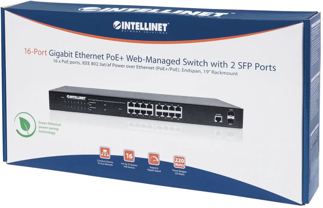 Intellinet 561341 Managed L2+ PoE Switch - Zwart