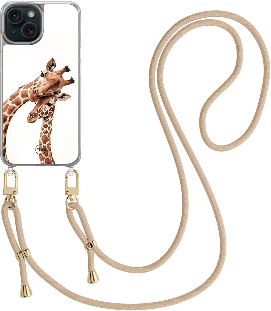 Casevibes Telefoonhoesje iPhone 15 Giraffen Bruin