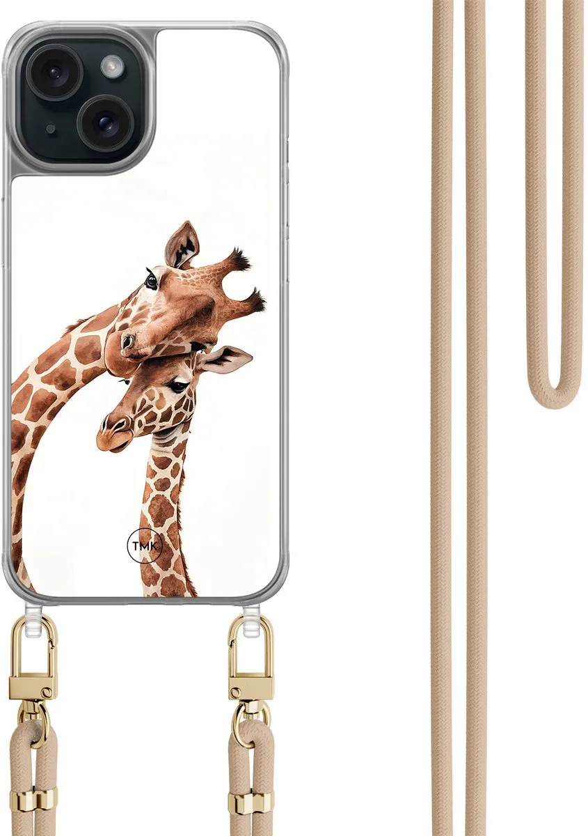 Casevibes Telefoonhoesje iPhone 15 Giraffen Bruin
