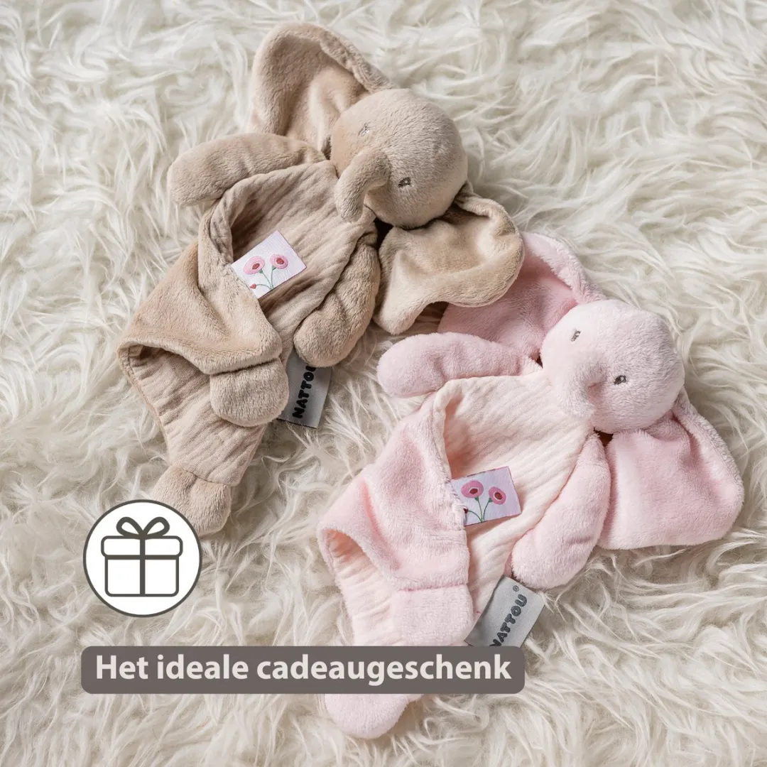 Nattou FanFan Baby Knuffeldoekje Olifant 25x20cm - Zand