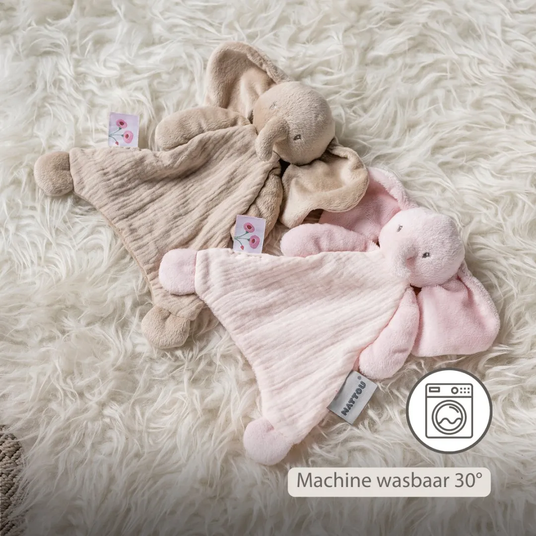 Nattou FanFan Baby Knuffeldoekje Olifant 25x20cm - Zand