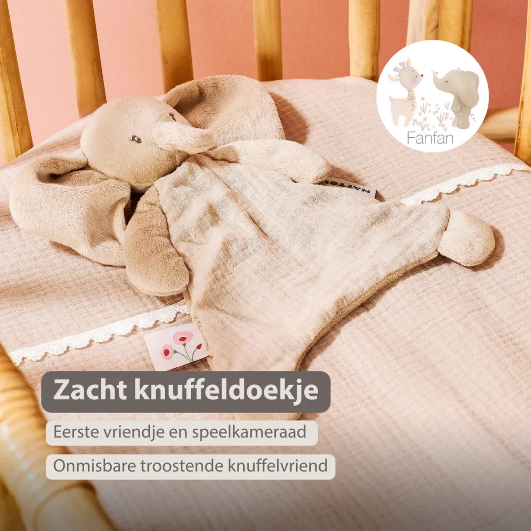 Nattou FanFan Baby Knuffeldoekje Olifant 25x20cm - Zand