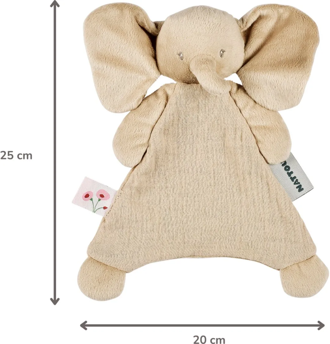 Nattou FanFan Baby Knuffeldoekje Olifant 25x20cm - Zand