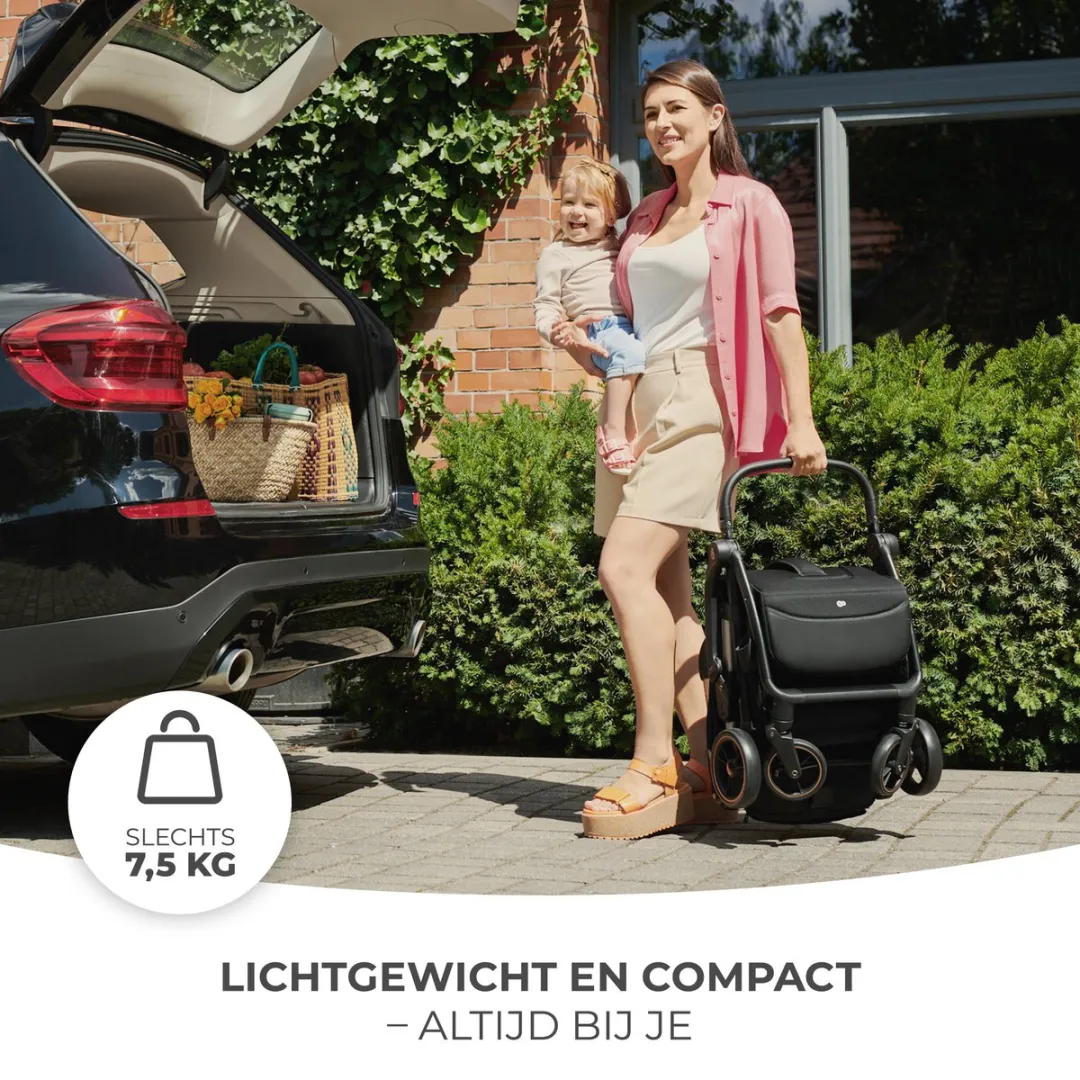 KinderKraft APINO Kinderwagen 24kg - Automatisch Opvouwbaar 7,5kg - Raven Black