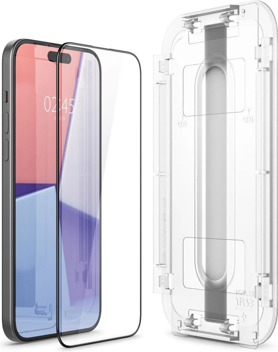 Spigen EZ Fit GLAS.tR iPhone 15 Schermbeschermer - 9H - Zwart