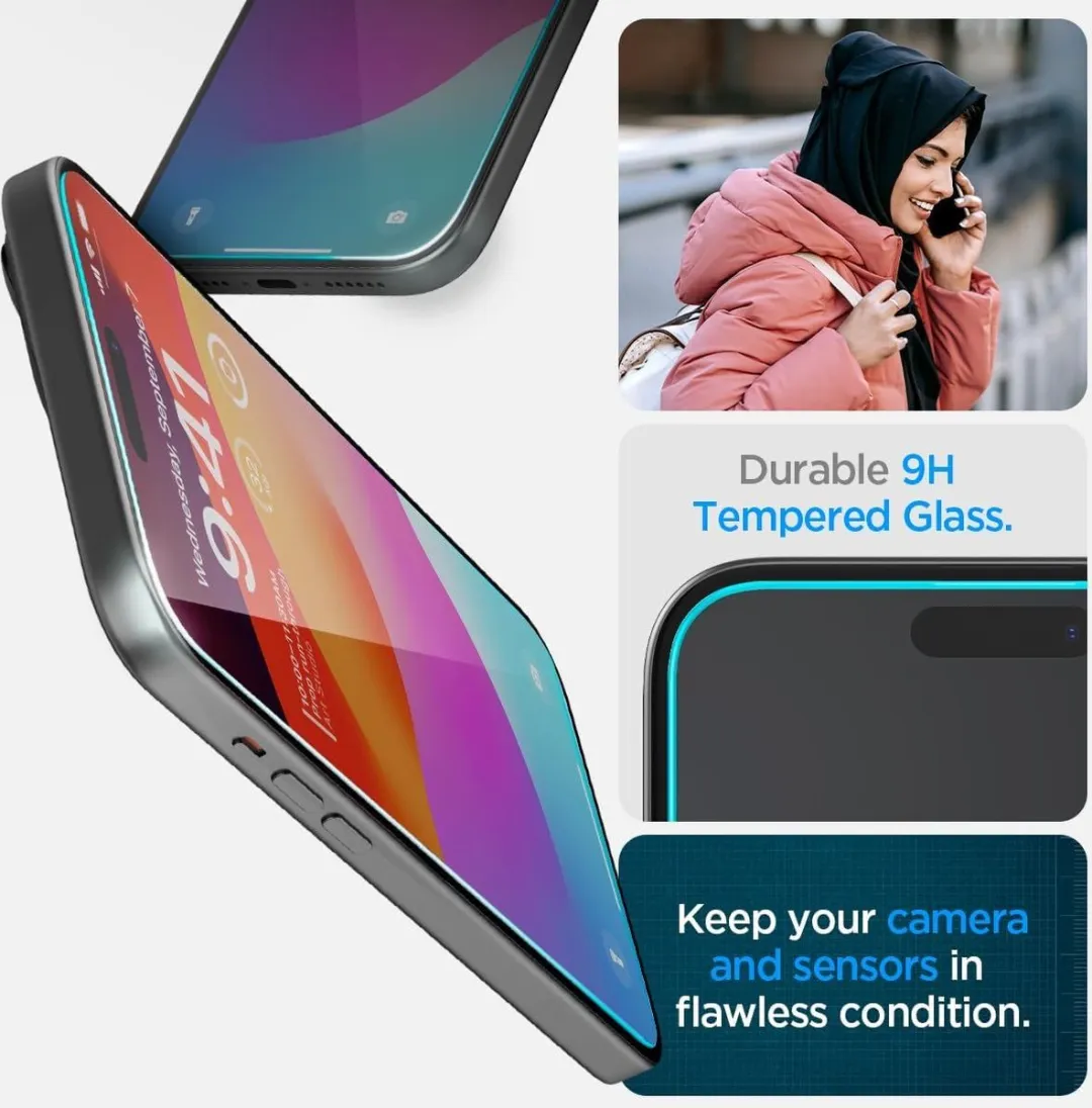 Spigen EZ Fit GLAS.tR iPhone 15 Schermbeschermer - 9H - Zwart