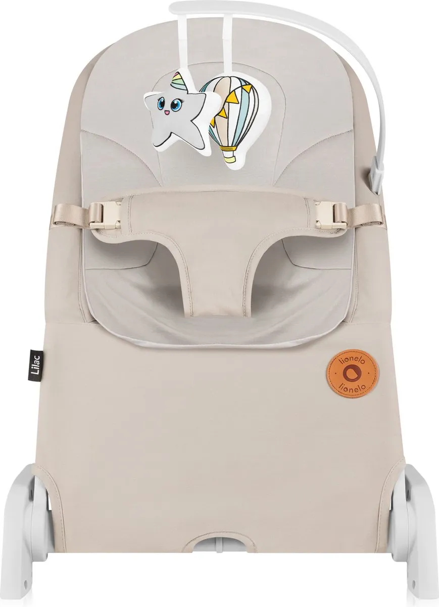 Lionelo Lilac Wipstoel Beige - 3 Verstelbare Rugstanden - Hypoallergene Bamboebekleding