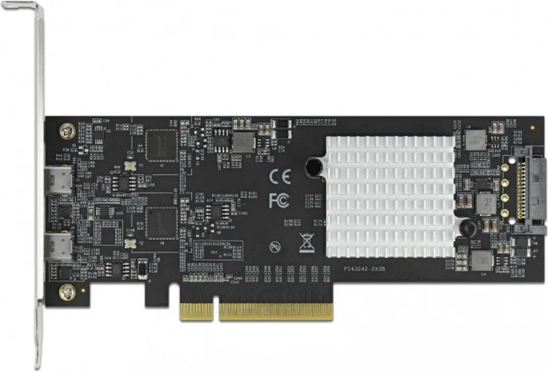 Delock PCIe x8 Kaart 2x USB 3.2 Gen 2x2 Type-C - 20 Gbps - Zwart - afbeelding 2 van 4