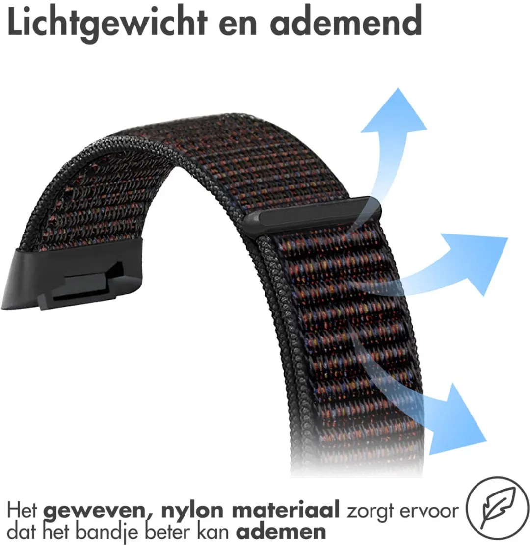 Imoshion Nylon Bandje Fitbit Charge 5 - Zwart