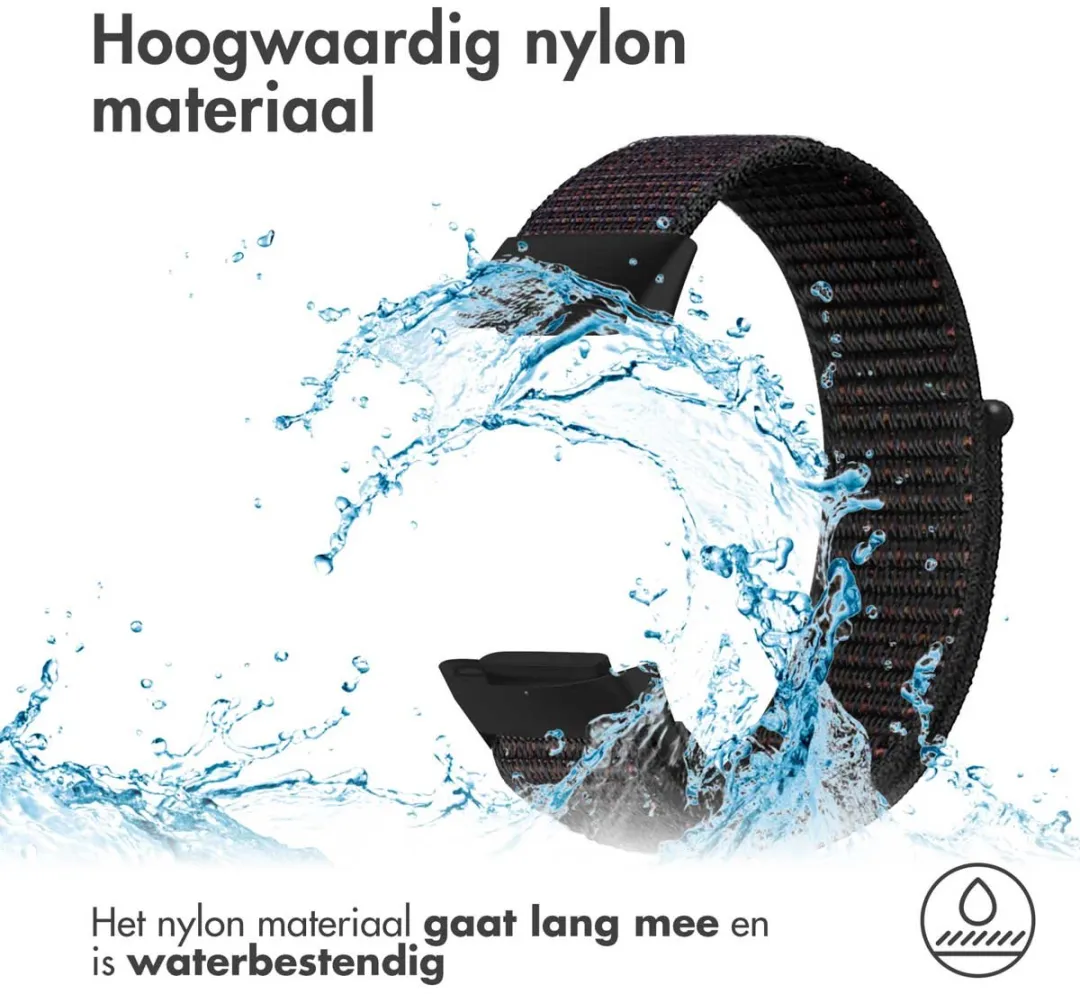 Imoshion Nylon Bandje Fitbit Charge 5 - Zwart