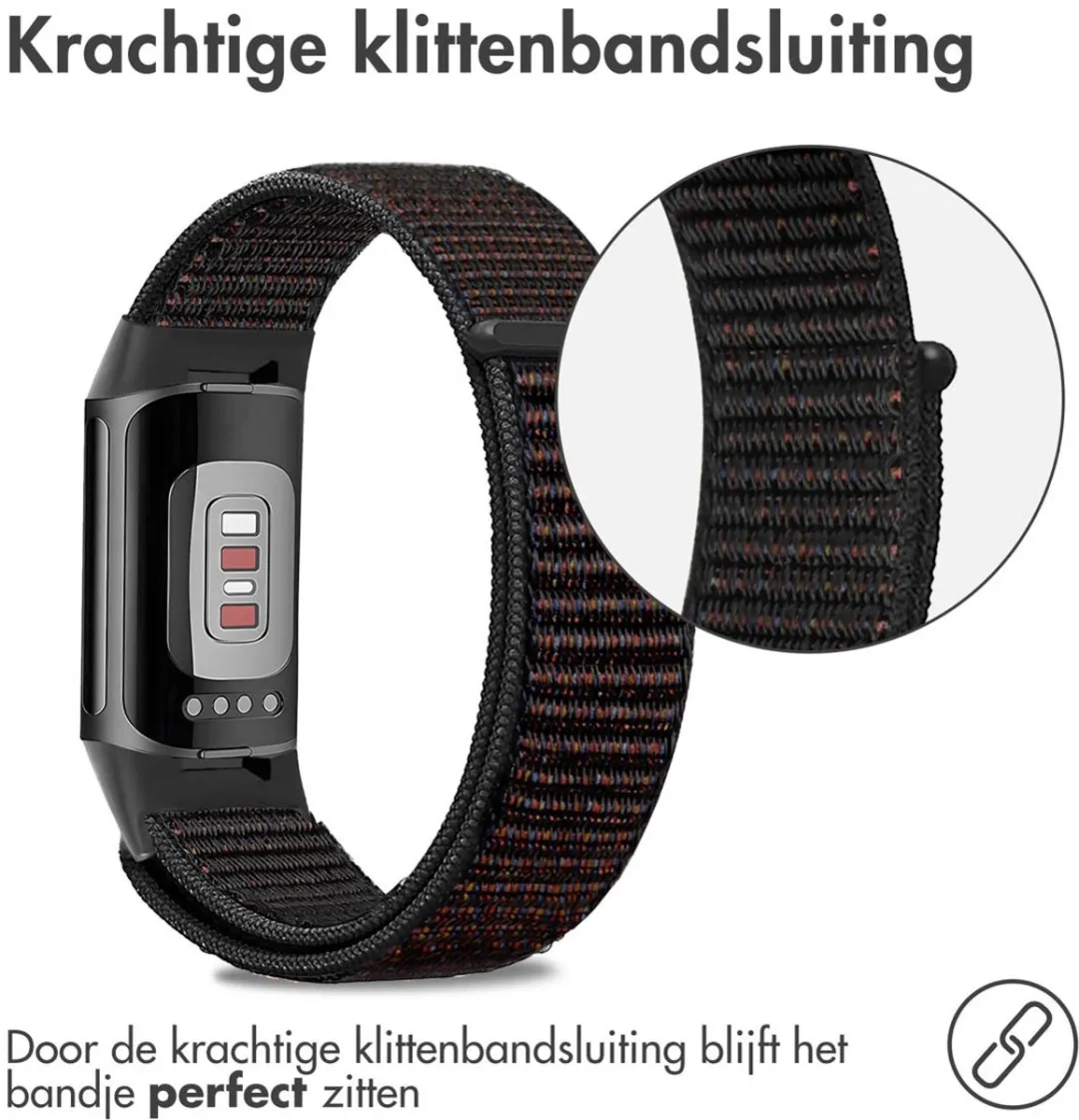 Imoshion Nylon Bandje Fitbit Charge 5 - Zwart