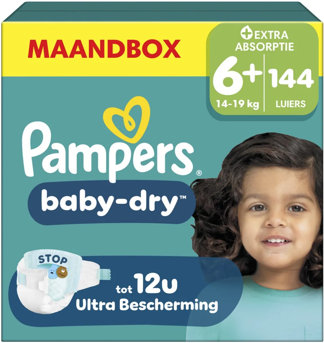 Pampers Baby-Dry Maat 6+ Luiers - 144 Stuks