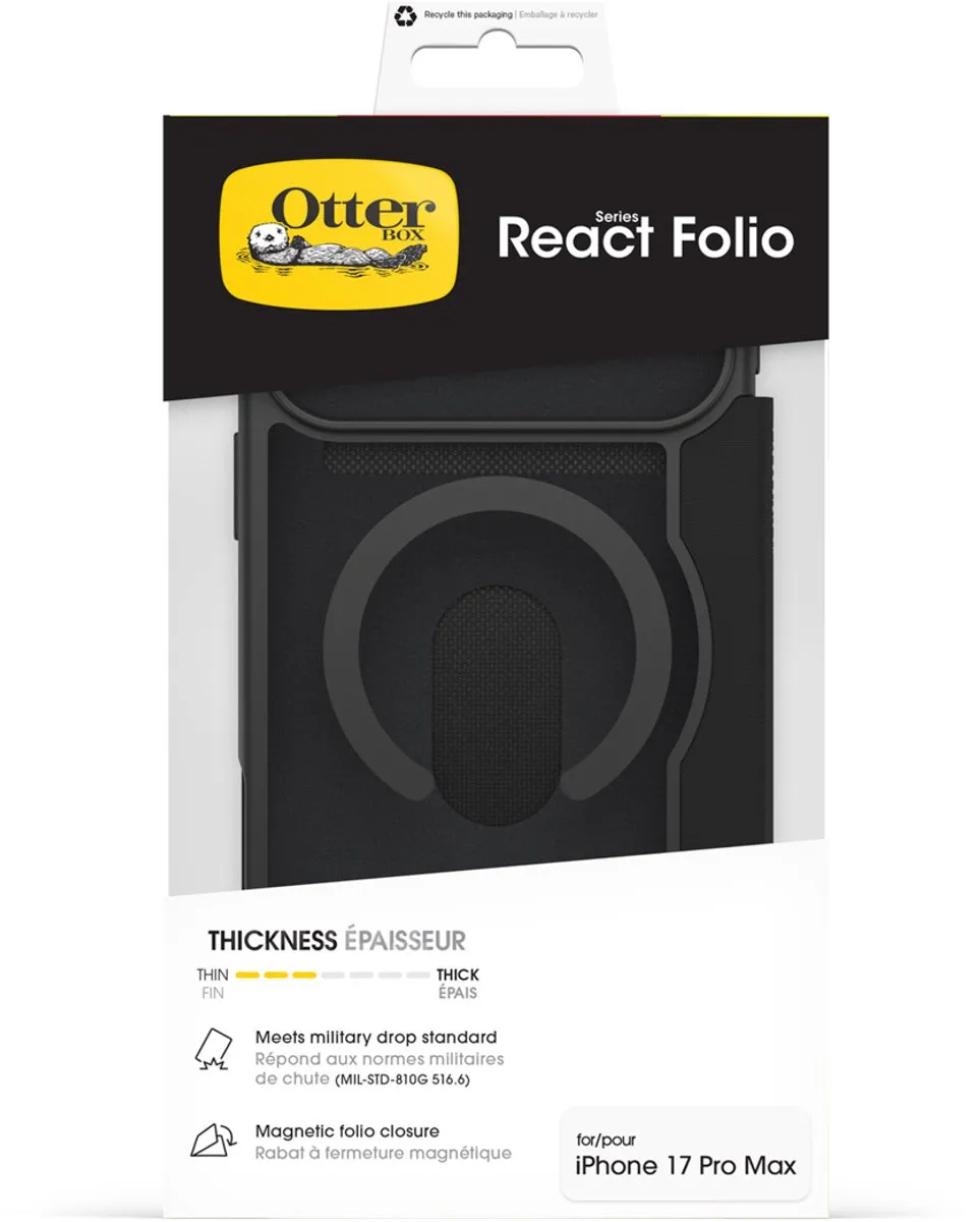 OtterBox React Folio 77-98589 iPhone 17 Pro Max - Transparant/Zwart - afbeelding 6 van 6