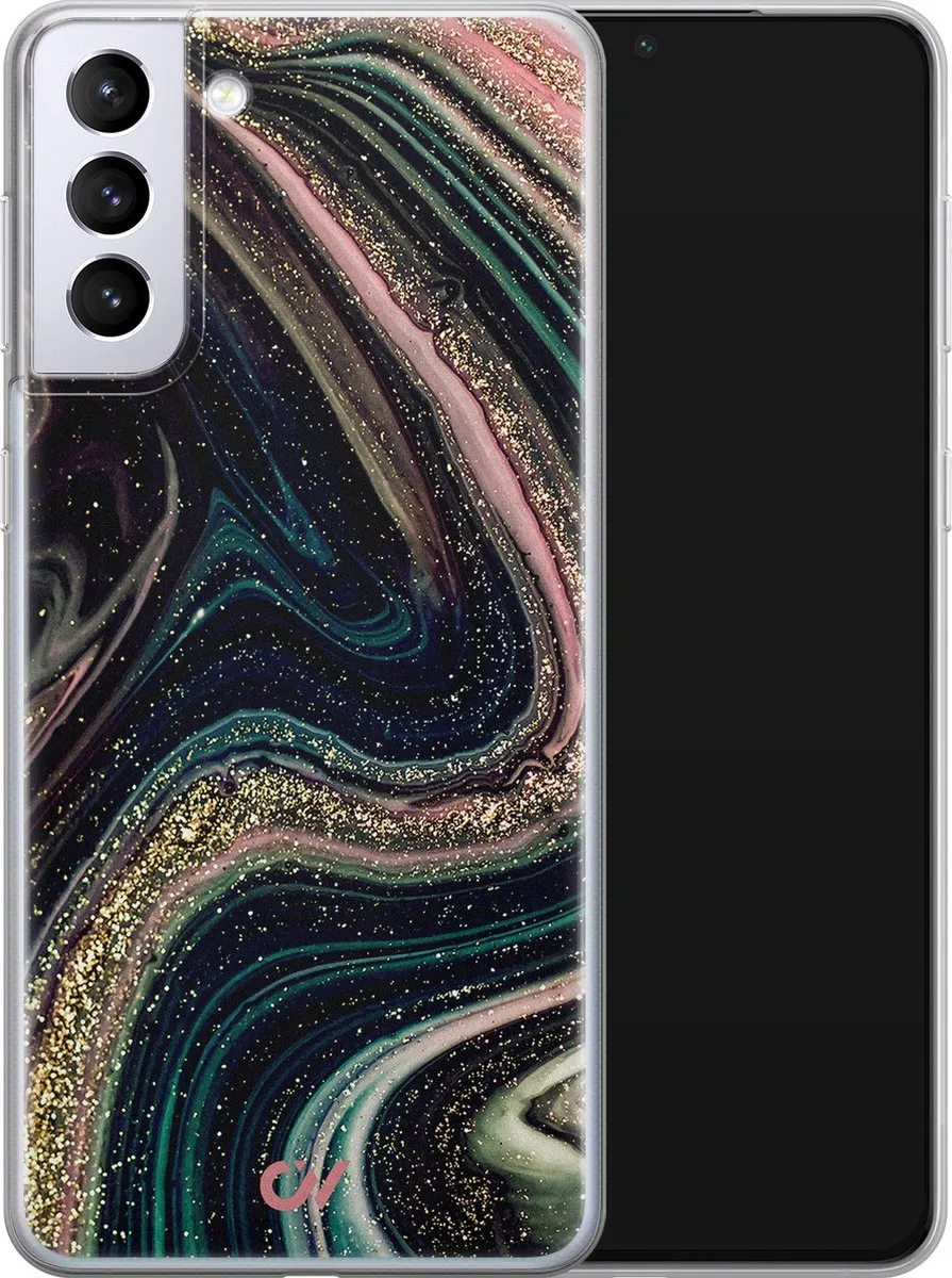 Casevibes Galaxy S21 Hoesje - Marble Twilight - Multi