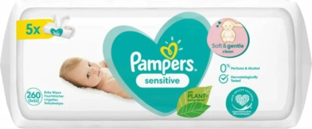Pampers Sensitive Billendoekjes 260 Stuks - 5x52