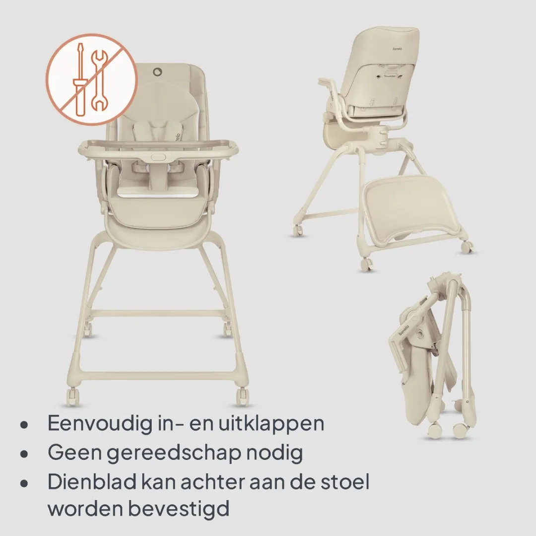 Lionelo Maddie Set 3-in-1 Kinderstoel Wipstoel Babybed - Beige