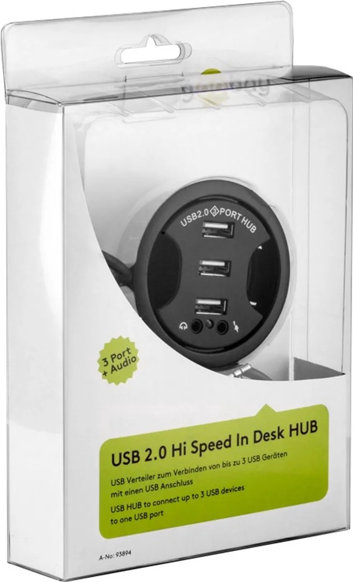 Goobay 93894 USB Hub 3 Poorten - USB2.0 - 1,5m - Zwart
