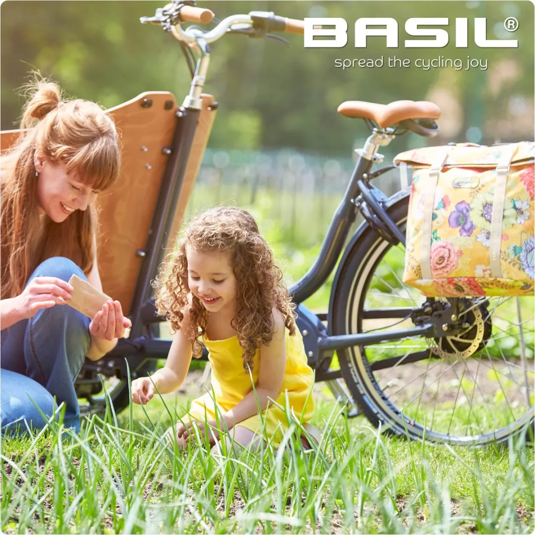 Basil Bloom Field Dubbele Fietstas 28L - Geel