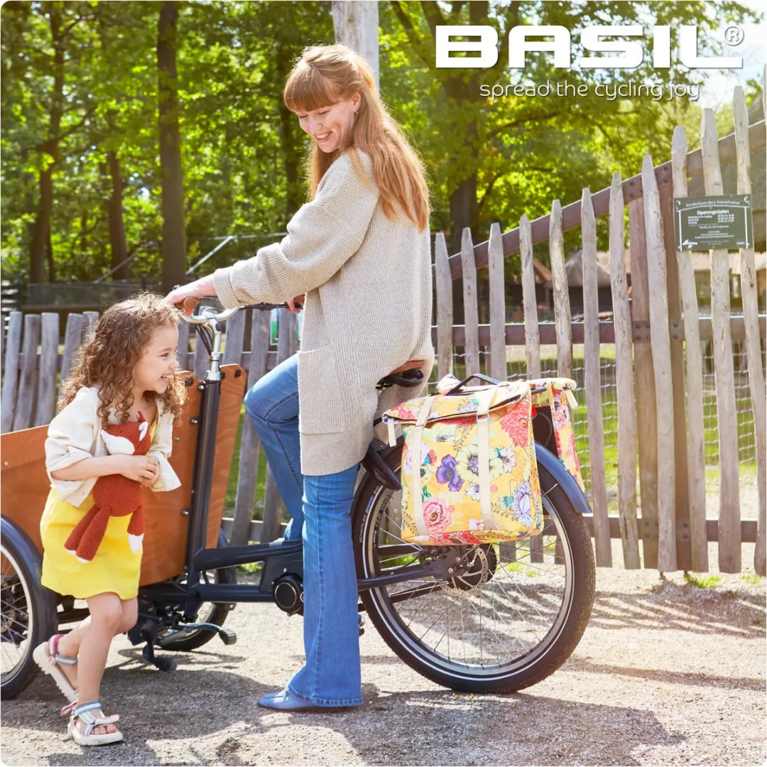 Basil Bloom Field Dubbele Fietstas 28L - Geel