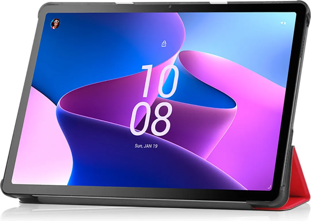Just in Case Cazy Lenovo Tab M10 (3rd Gen) TriFold Bookcase Hoes - Rood
