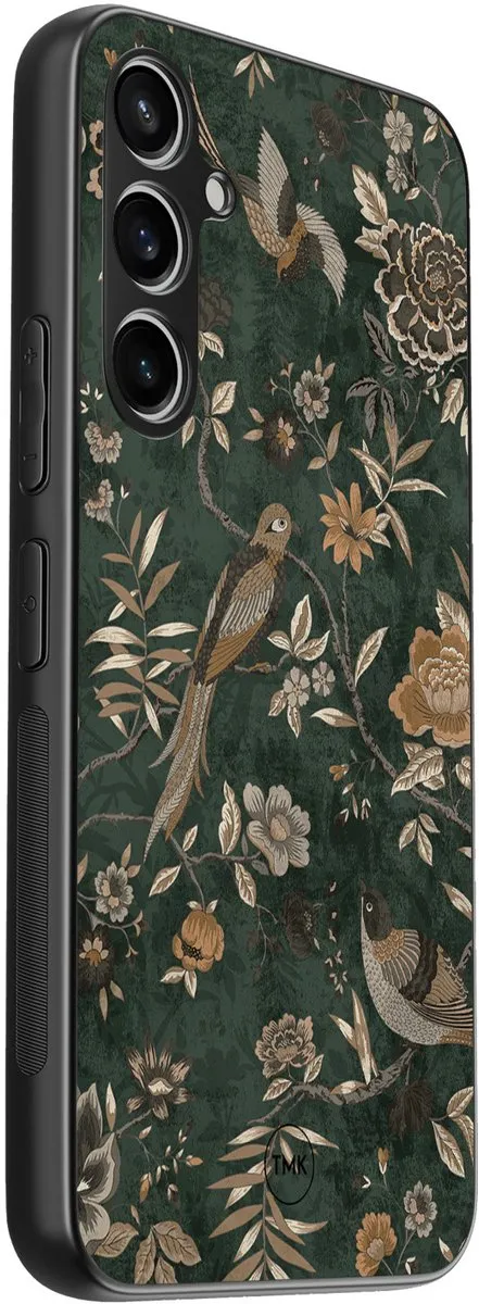 Casevibes S23FE TPU Hoesje - Groen Khaki Golden Flowers