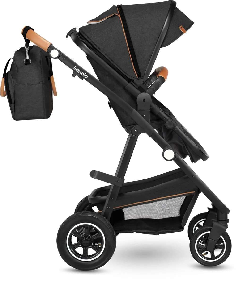 Lionelo Amber 3-in-1 Kinderwagen 3in1 - Reiswieg Buggy Autostoel - Black Onyx