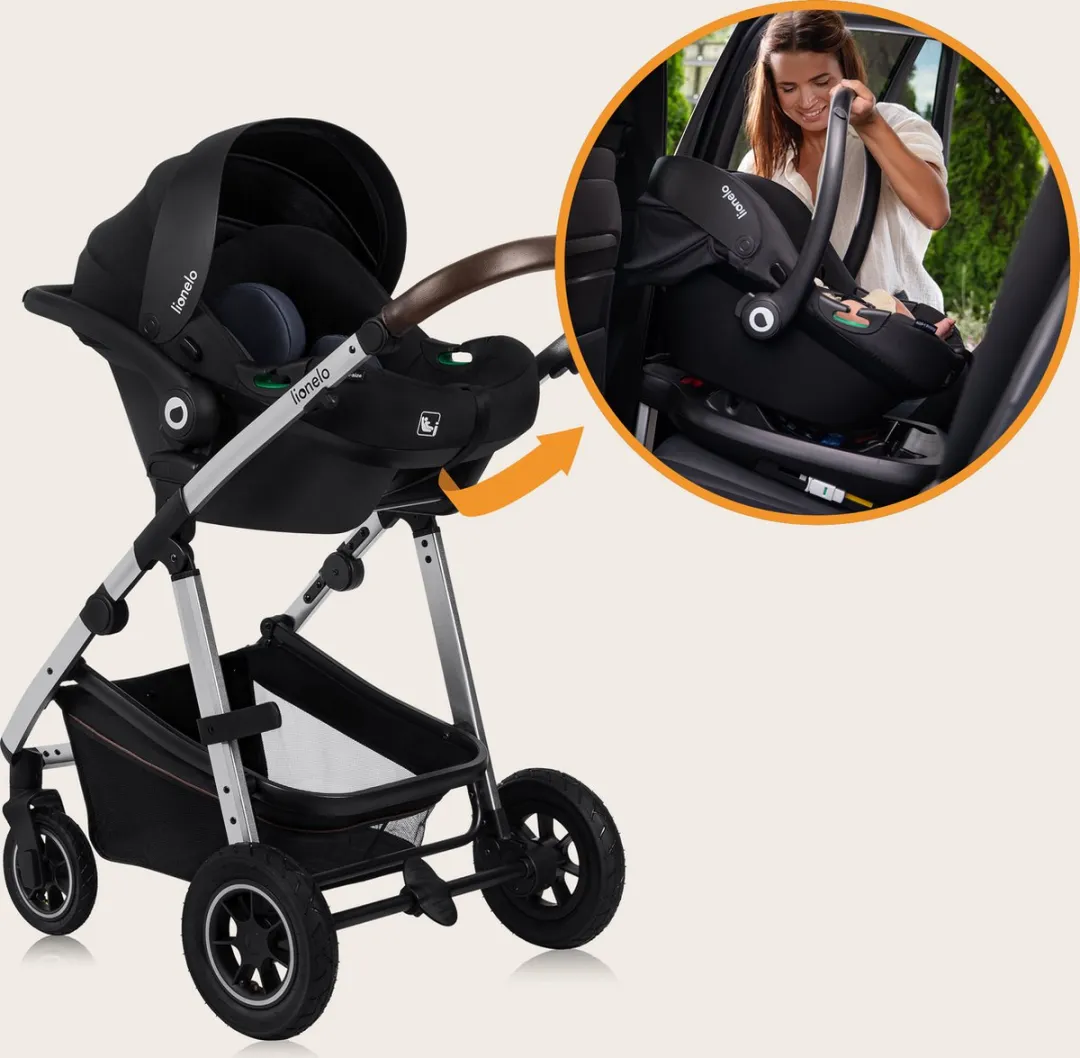 Lionelo Amber 3-in-1 Kinderwagen 3in1 - Reiswieg Buggy Autostoel - Black Onyx