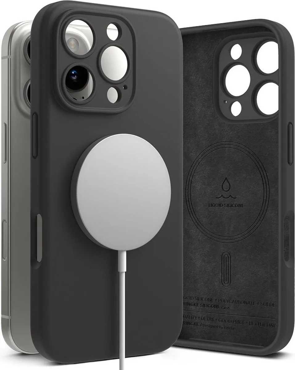 Ringke Silicone MagSafe iPhone 16 Pro Max Hoesje - Zwart