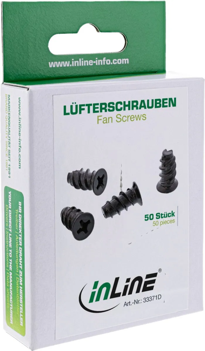 InLine 33371D Schroeven PC Ventilator - 50 Stuks - Zwart