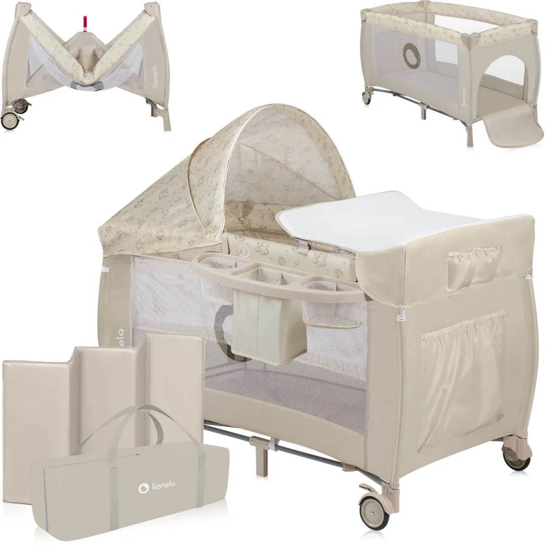 Lionelo Sven Plus 2-in-1 Meegroeibed 127x60cm - Tot 15 kg - Beige/Olijf