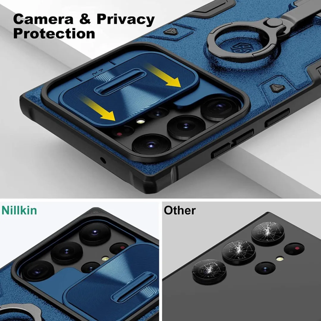 Nillkin Armor CamShield Hoesje Samsung Galaxy S23 Ultra - Blauw - afbeelding 6 van 6