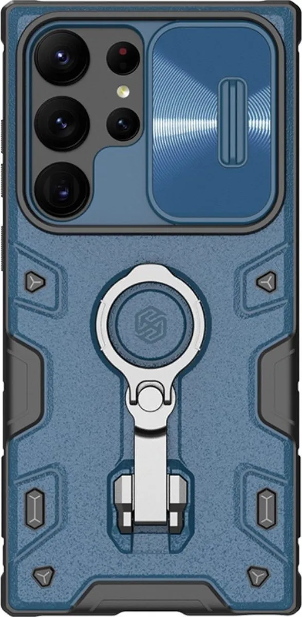 Nillkin Armor CamShield Hoesje Samsung Galaxy S23 Ultra - Blauw