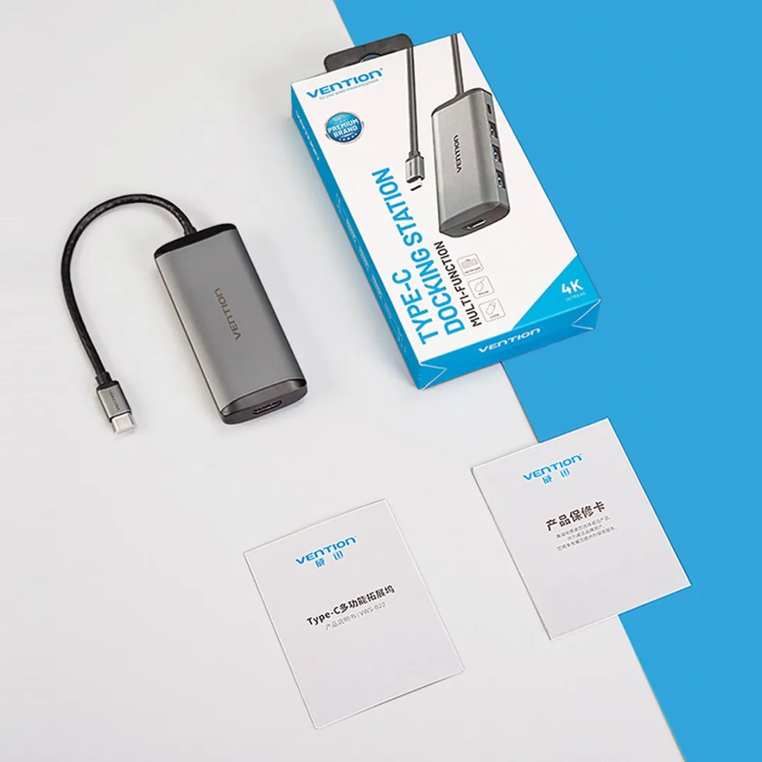 Vention USB C Hub CNBHB 5-in-1 - 4K HDMI & USB 3.0 - Zilver - afbeelding 6 van 6