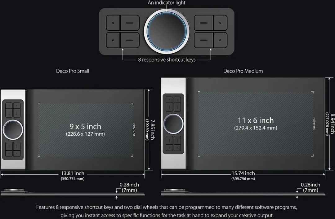 XPPen Deco Pro M - Tekentablet- 11x6 Inch - 8192 Niveaus Stylus
