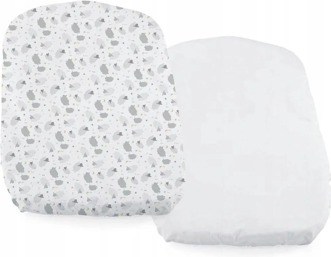 Chicco Hoeslakens Set 2 Stuks - Grijs Schapenpatroon - Baby Hug 4-in-1