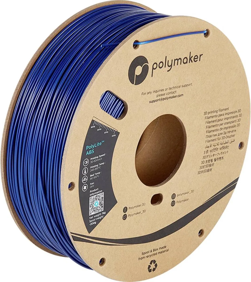 Polymaker PolyLite ABS Filament 1.75mm - 1000g - Blauw