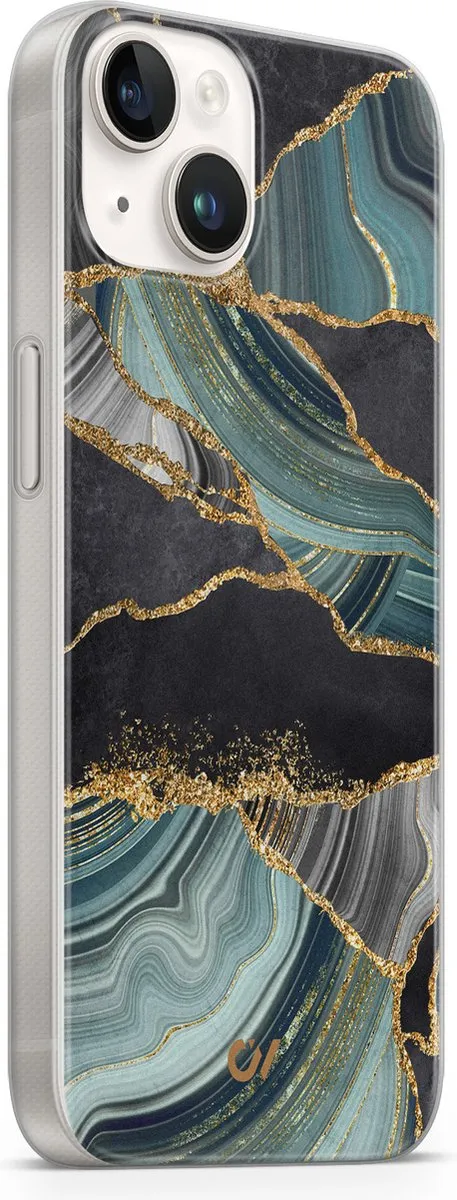 Casevibes iPhone 14 Hoesje Marble Jade Stone - Multi - A/14/UV/036