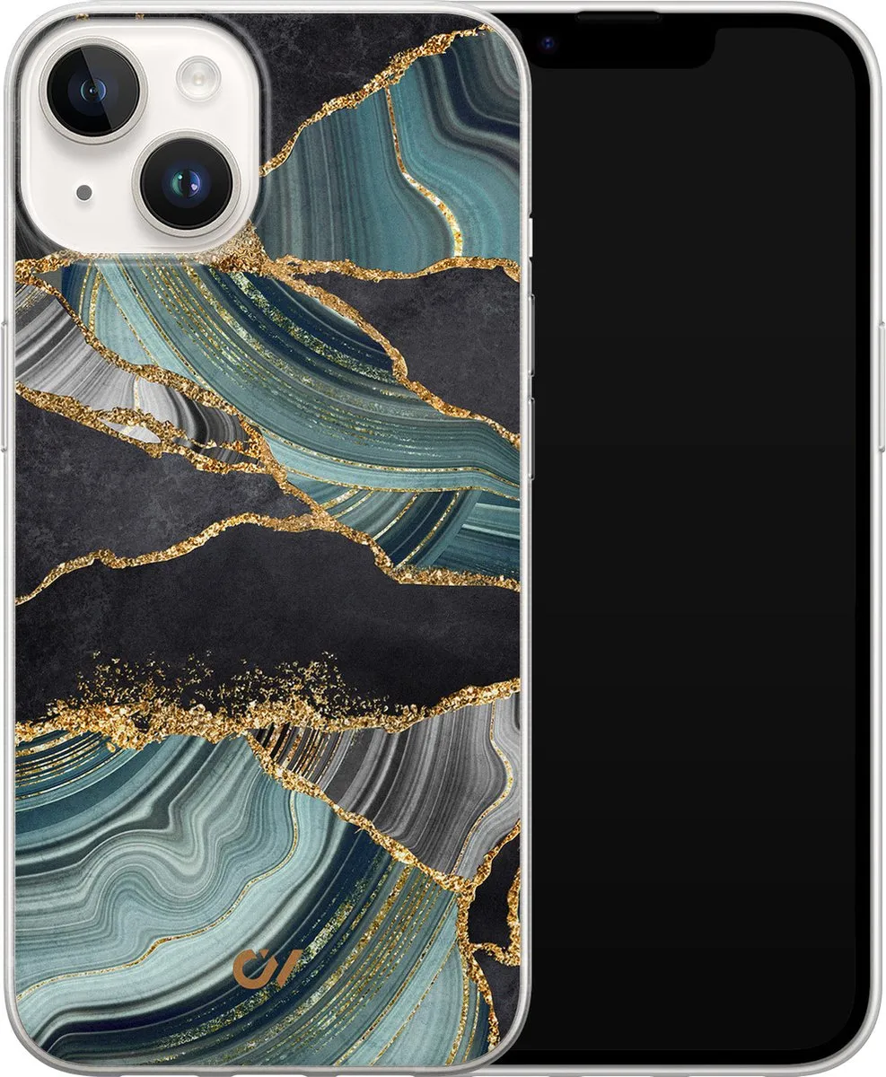 Casevibes iPhone 14 Hoesje Marble Jade Stone - Multi - A/14/UV/036