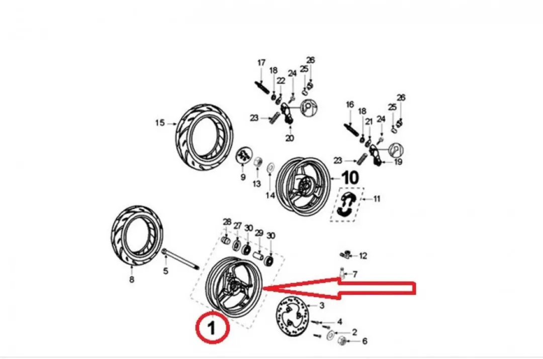 Peugeot 50 Trekker Jante 10" - 3 Stuks - Grijs