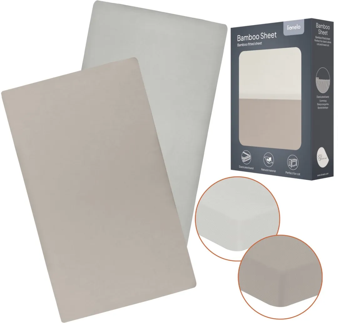 Lionelo Bamboe Lakenset 2x 118x60cm - Reisbedje - Beige