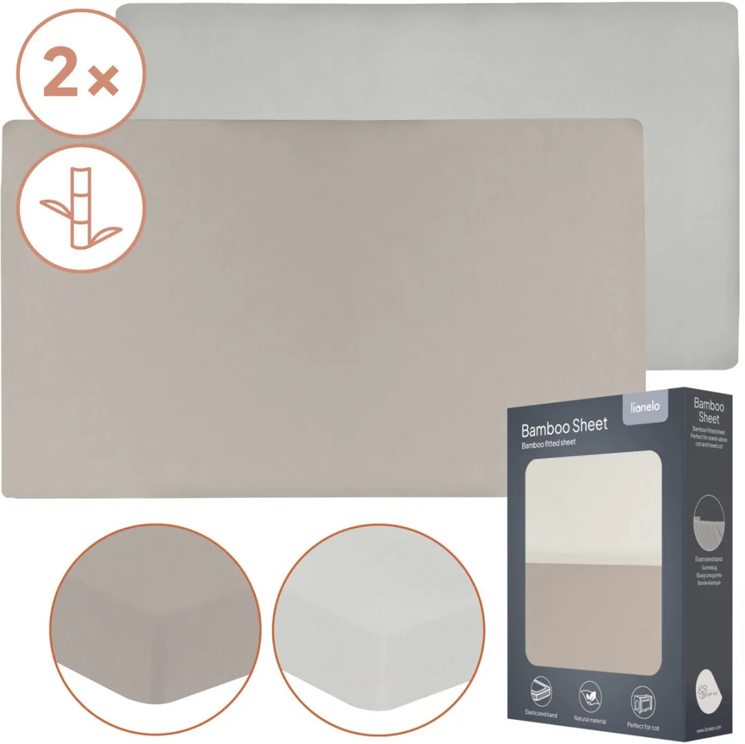 Lionelo Bamboe Lakenset 2x 118x60cm - Reisbedje - Beige