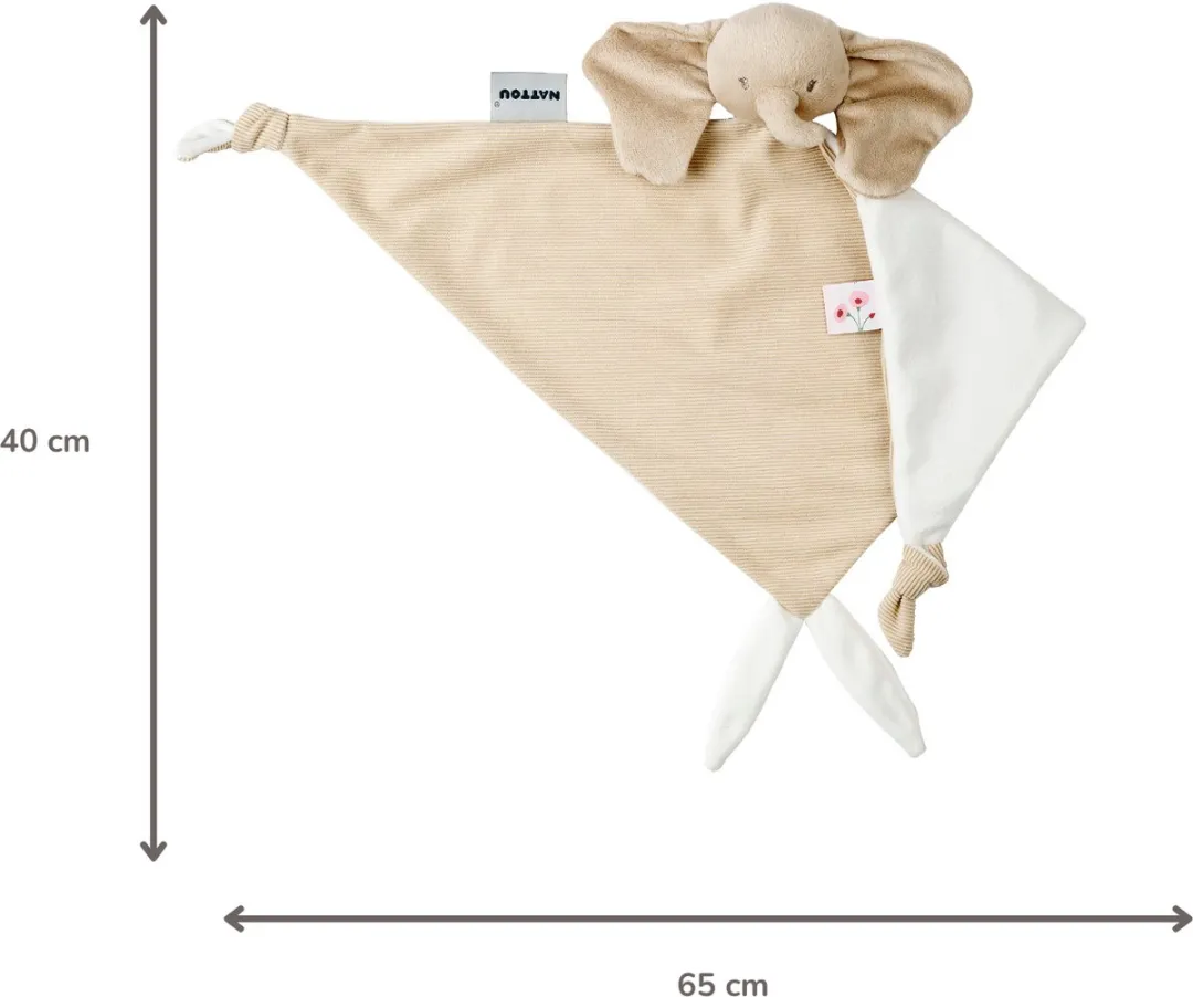 Nattou FanFan Baby Knuffeldoekje - 65 x 40 cm - Doudou Olifant - Baby Cadeau - Zand