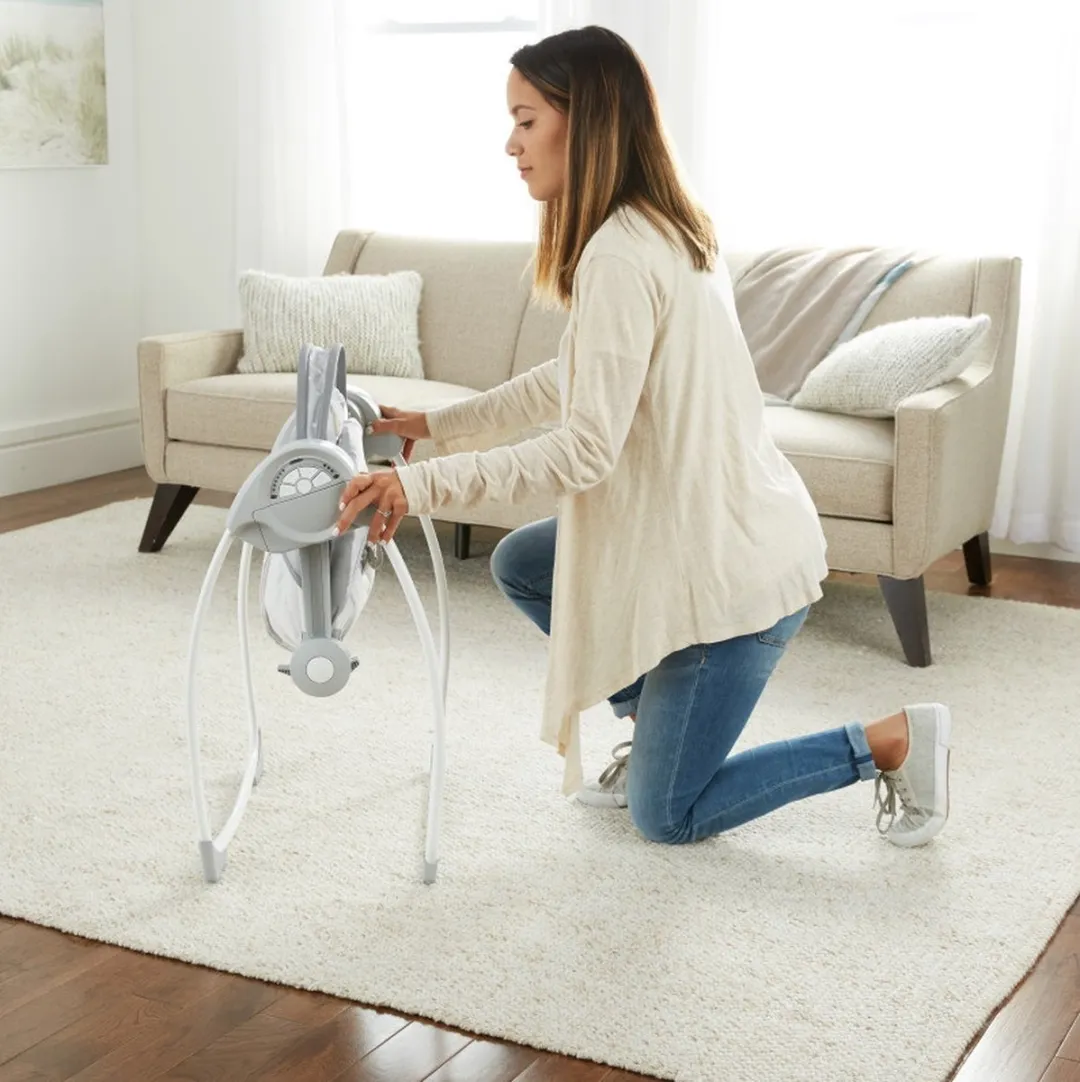 Bright Starts 0m Comfort 2 Go Babyschommel - Grijs/Wit - afbeelding 6 van 6