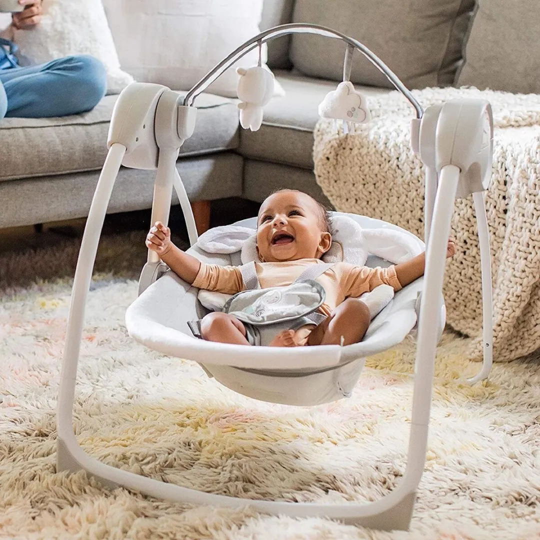 Bright Starts 0m Comfort 2 Go Babyschommel - Grijs/Wit