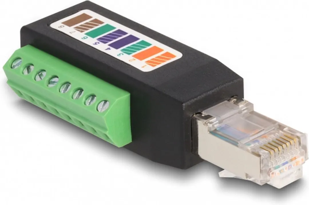 Delock RJ45 Cat.5e naar Terminal Block Adapter 90°