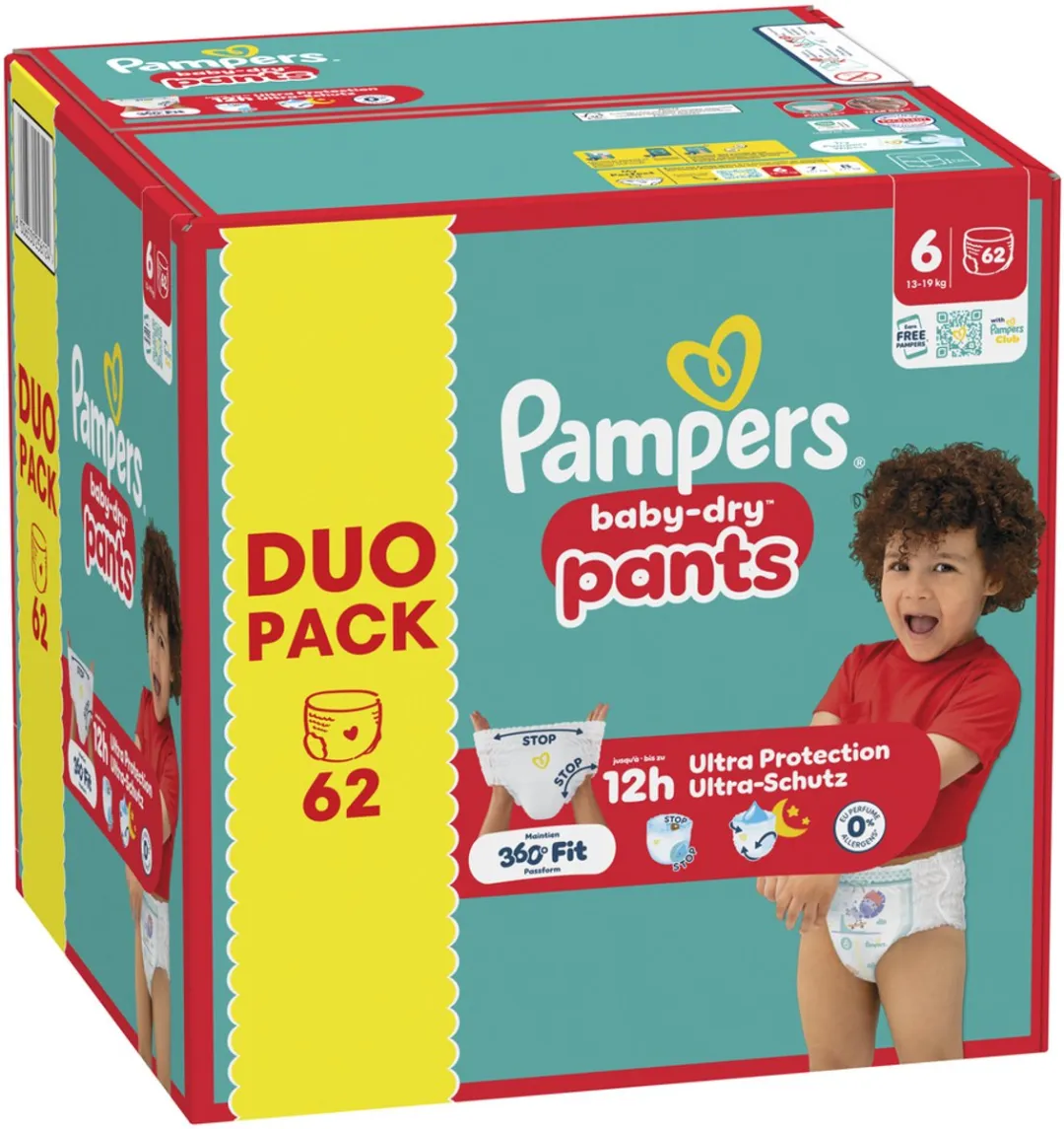 Pampers Baby-Dry Pants Maat 6 - 62 Luierbroekjes - 13kg-19kg