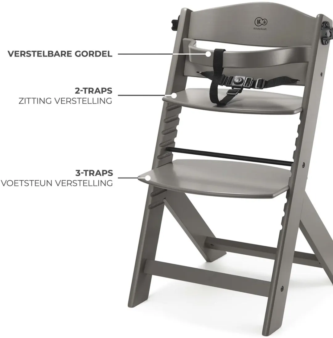 KinderKraft ENOCK Houten Kinderstoel 3-in-1 - Bruin