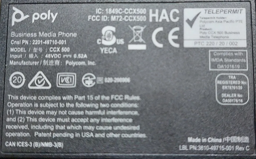 Poly CCX500 Media Phone Teams POE - 5 inch - No Handset